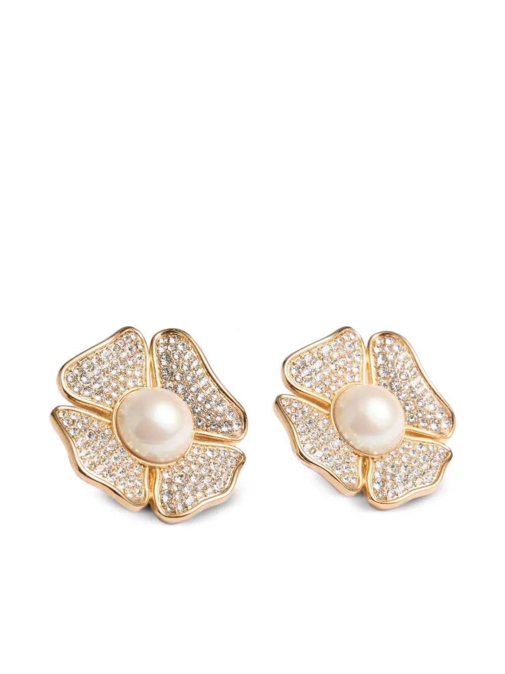 Valentino Garavani San Fin Metal Earrings With Swarovski® Crystals And Pearls