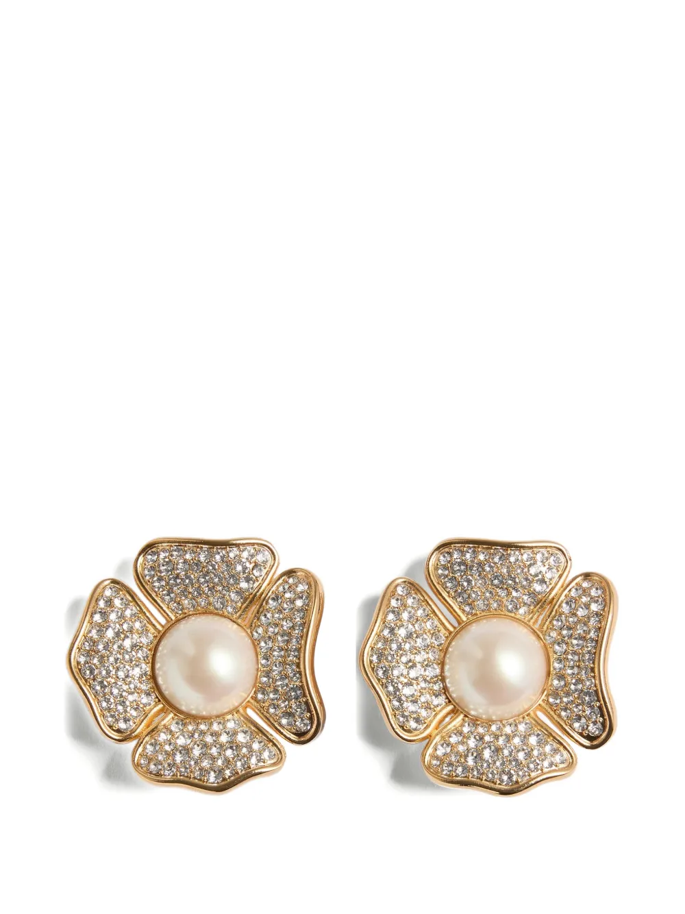 Valentino Garavani SAN FIN METAL EARRINGS WITH SWAROVSKI® CRYSTALS AND PEARLS - A3M