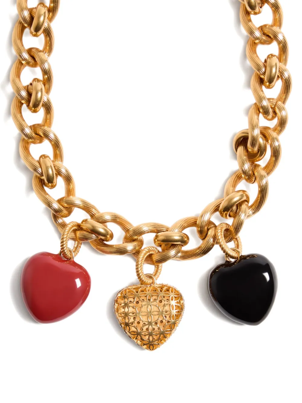 Valentino Garavani COEUR ROYAL NECKLACE IN METAL, ENAMEL AND SWAROVSKI CRYSTALS - Goud