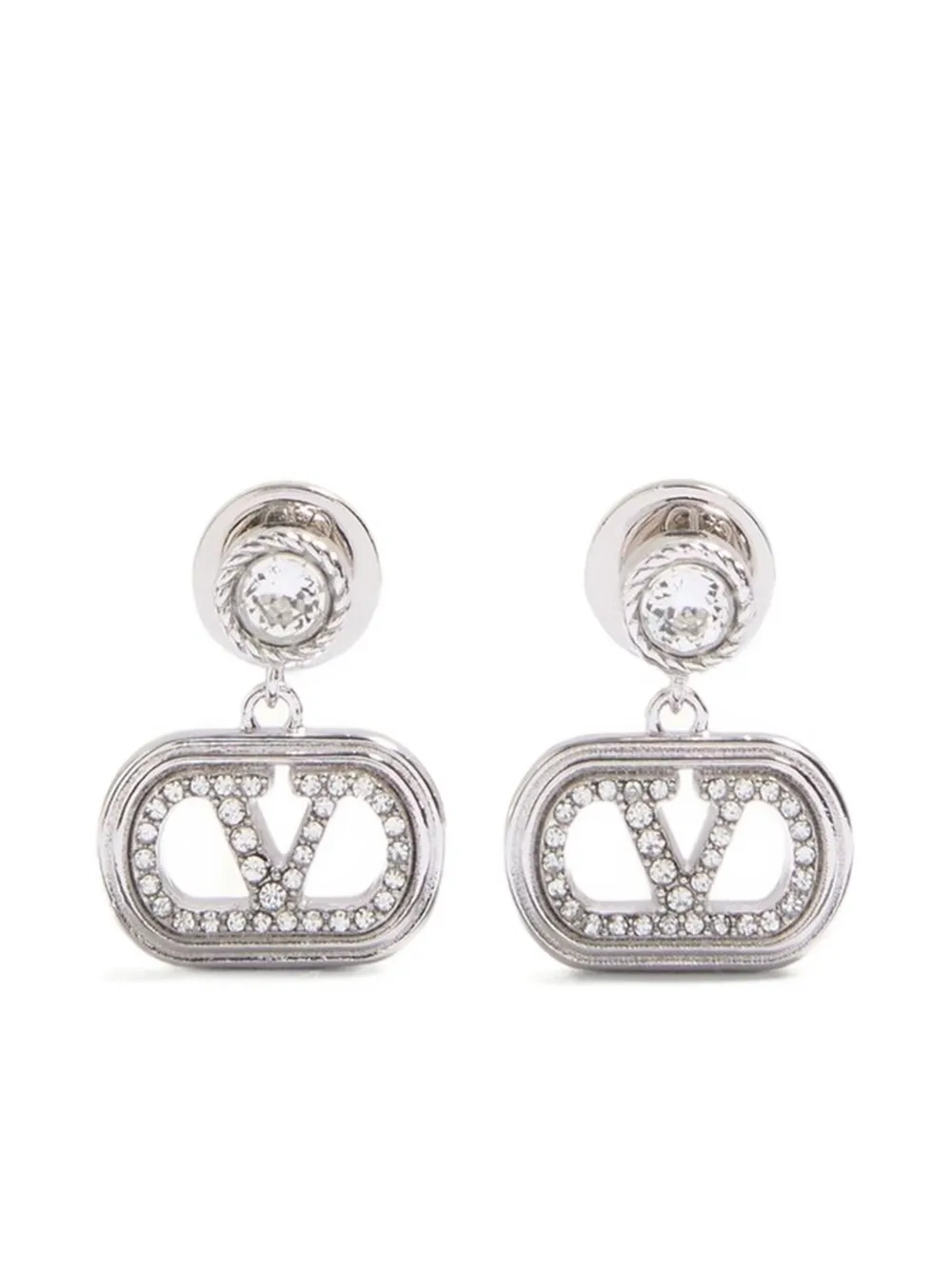 Valentino Garavani Vロゴ シグネチャー ピアス - シルバートーン