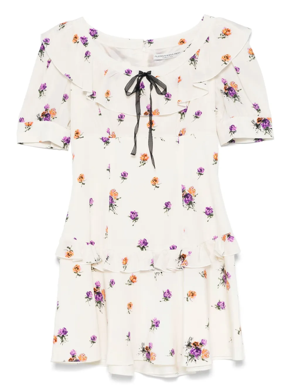 Alessandra Rich Mini-jurk met rozenprint Beige