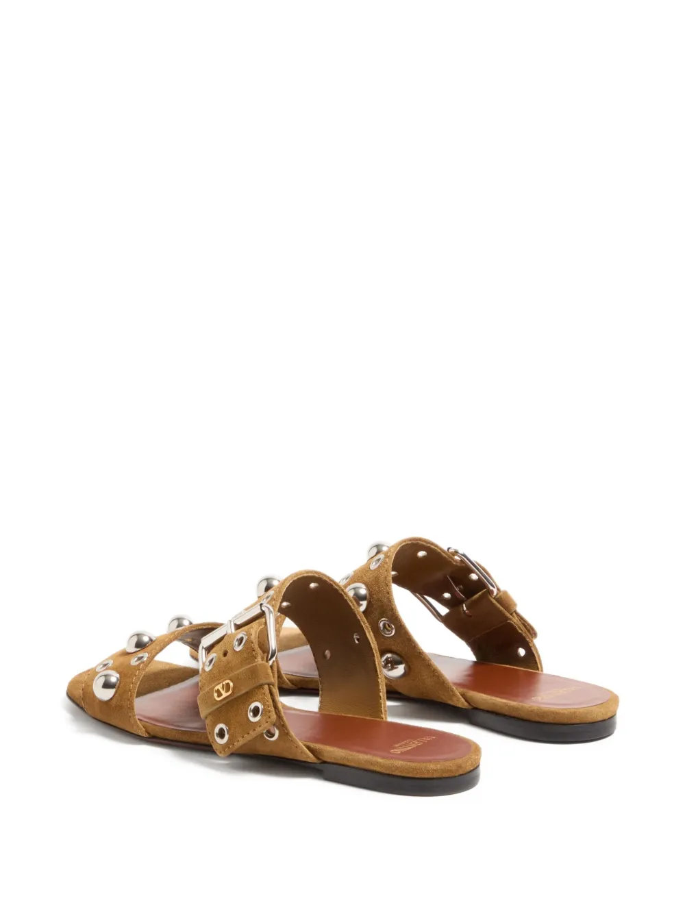 Valentino Garavani Nellcôte leather flat sandals Brown