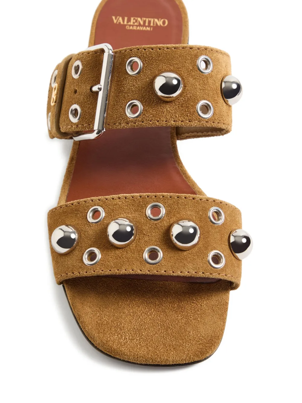 Valentino Garavani Nellcôte leather flat sandals Brown