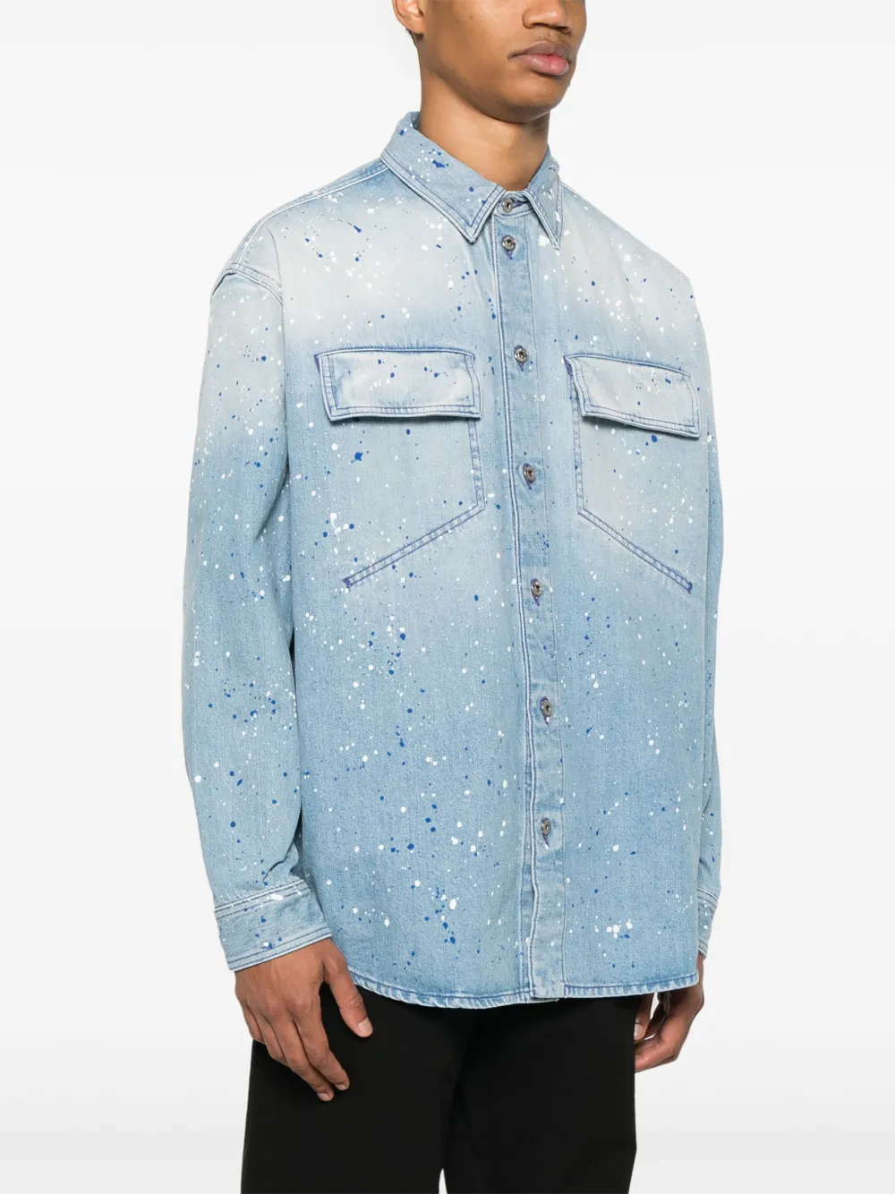 Off-White Overhemd met verfspatten Blauw