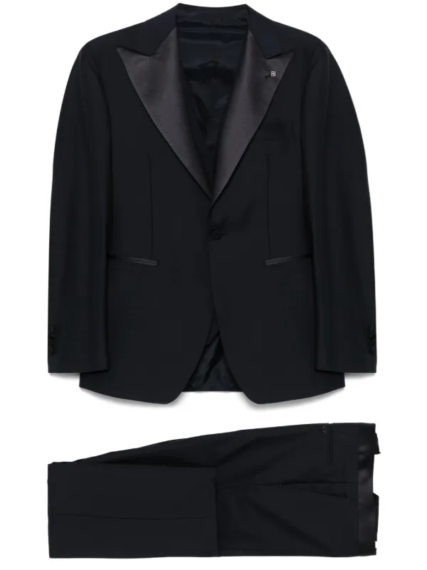 ✨名門タリアトーレ ビジネススーツ 黒 シングルブレスト‼️ Tagliatore シングルブレスト ディナースーツ | ブルー | FARFETCH JP