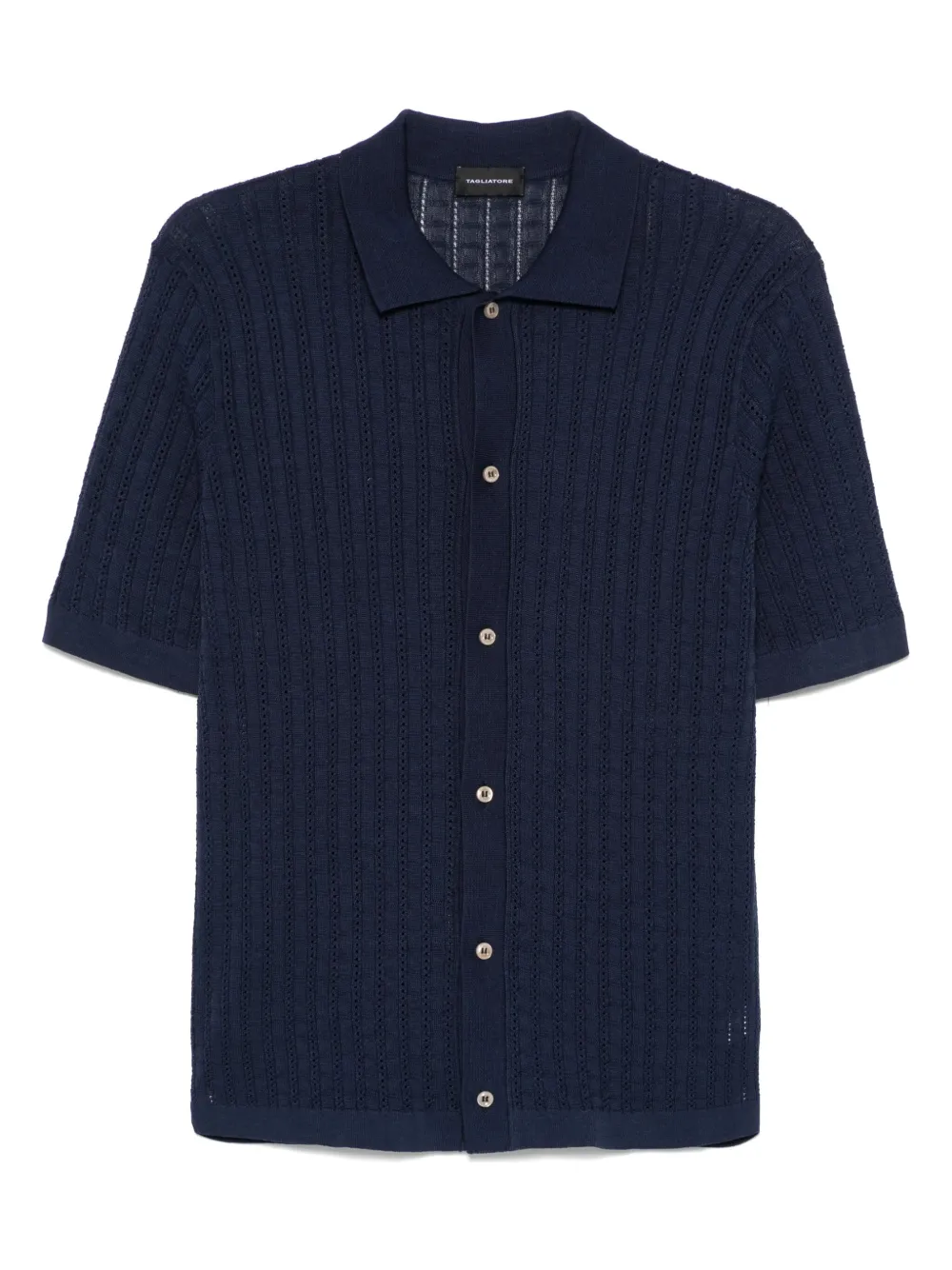 Tagliatore Gebreid overhemd Blauw