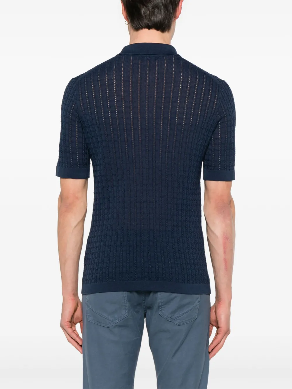 Tagliatore Gebreid overhemd Blauw