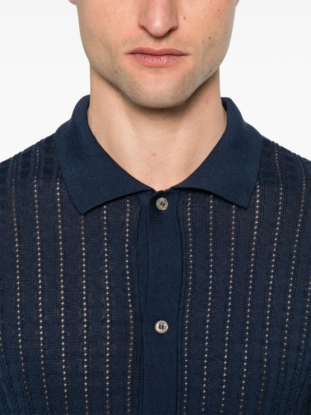 Tagliatore Gebreid overhemd Blauw