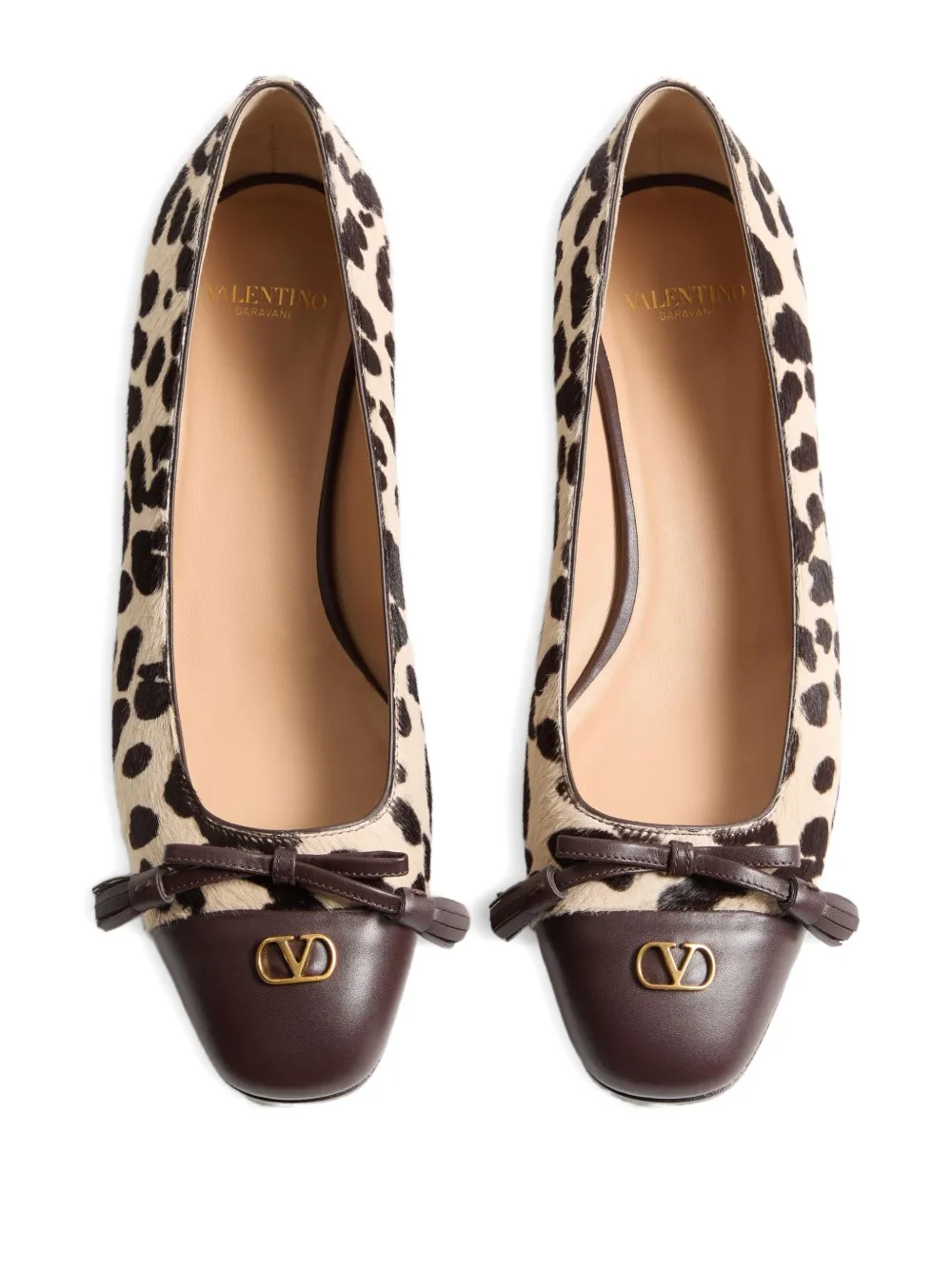 Valentino Garavani leopard print ballet flats Neutrals