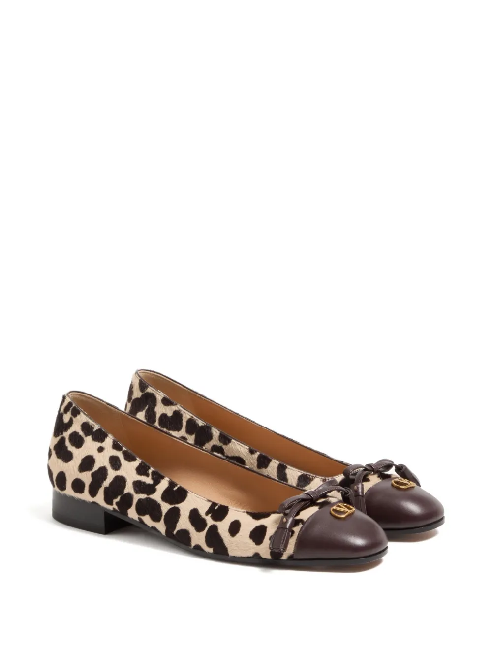 Valentino Garavani leopard print ballet flats Neutrals