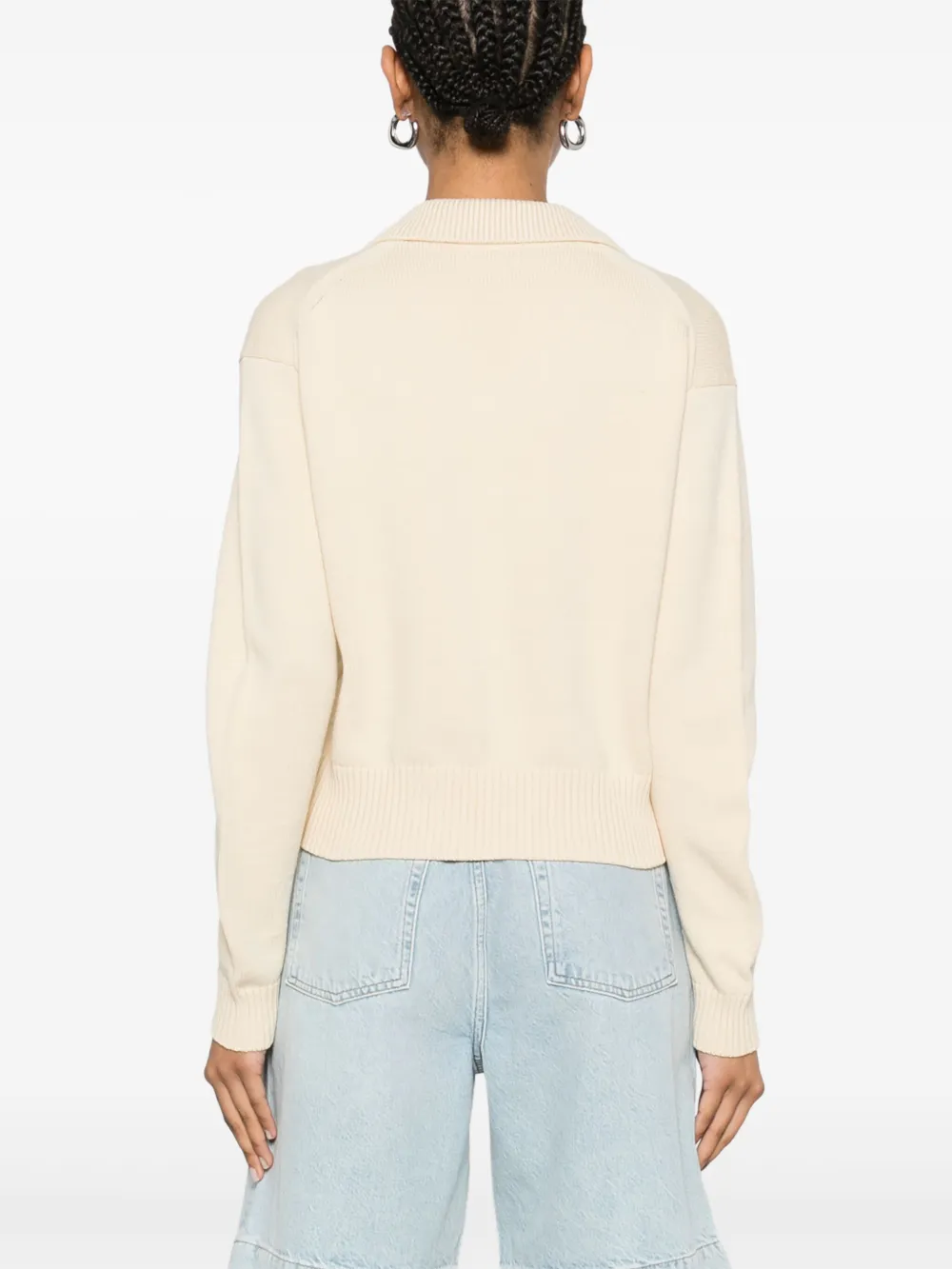 Maison Kitsuné Sweater met vossenkop patch Beige