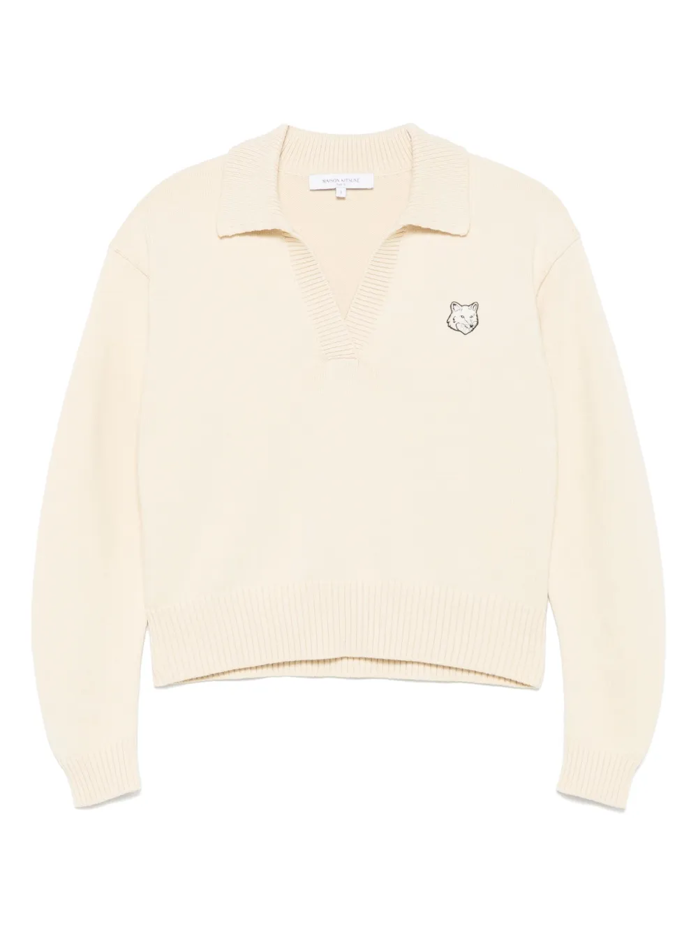 Maison Kitsuné Sweater met vossenkop patch Beige