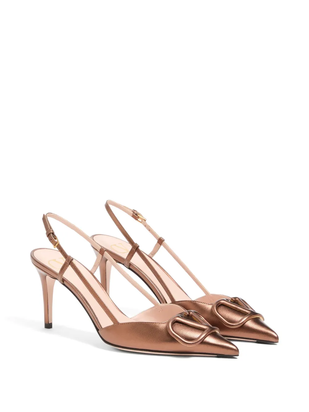  Valentino Garavani Vlogo Signature Slingback Pumps - Brown 