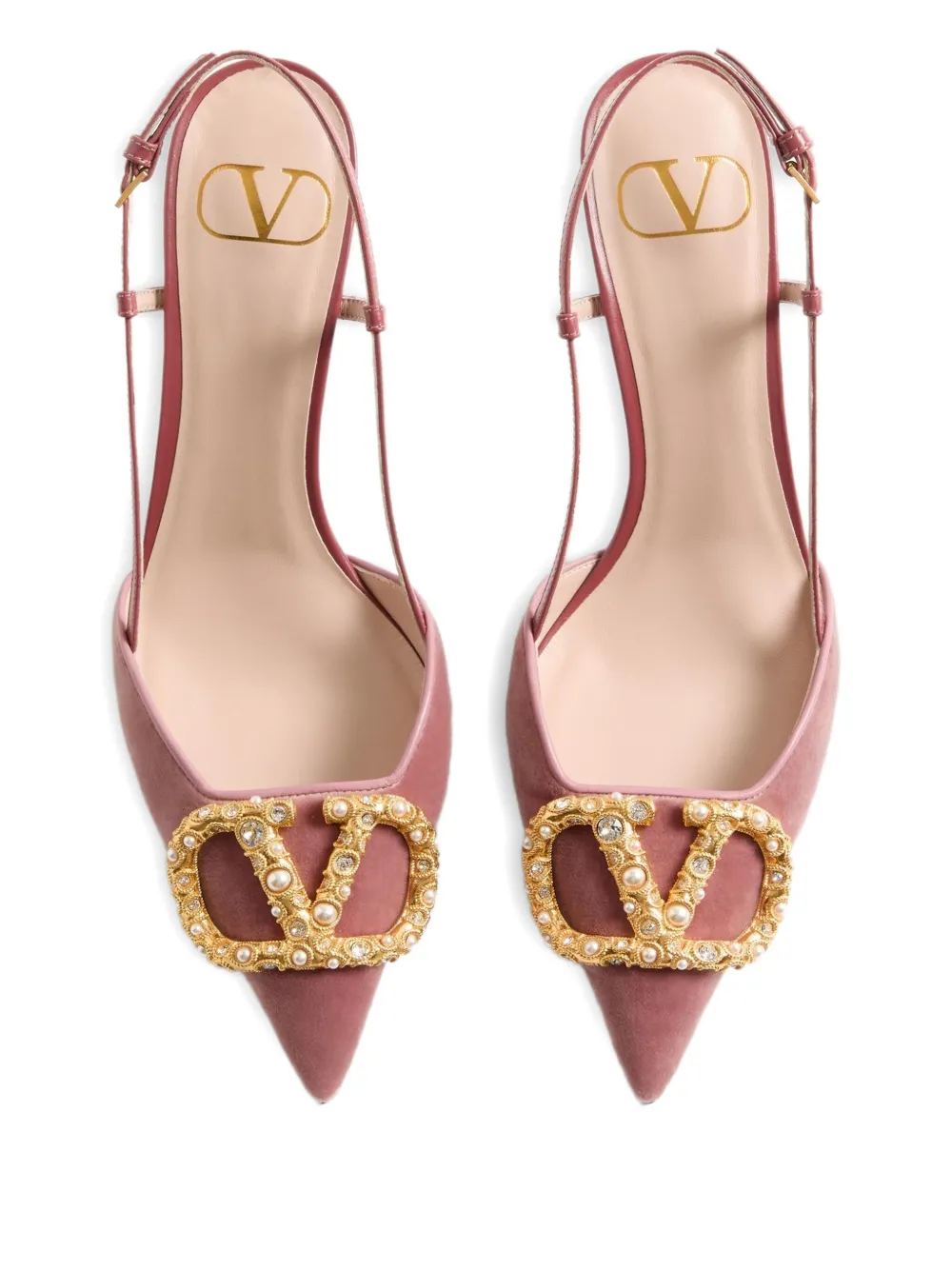 Valentino Garavani Slingback pumps verfraaid met hak Roze