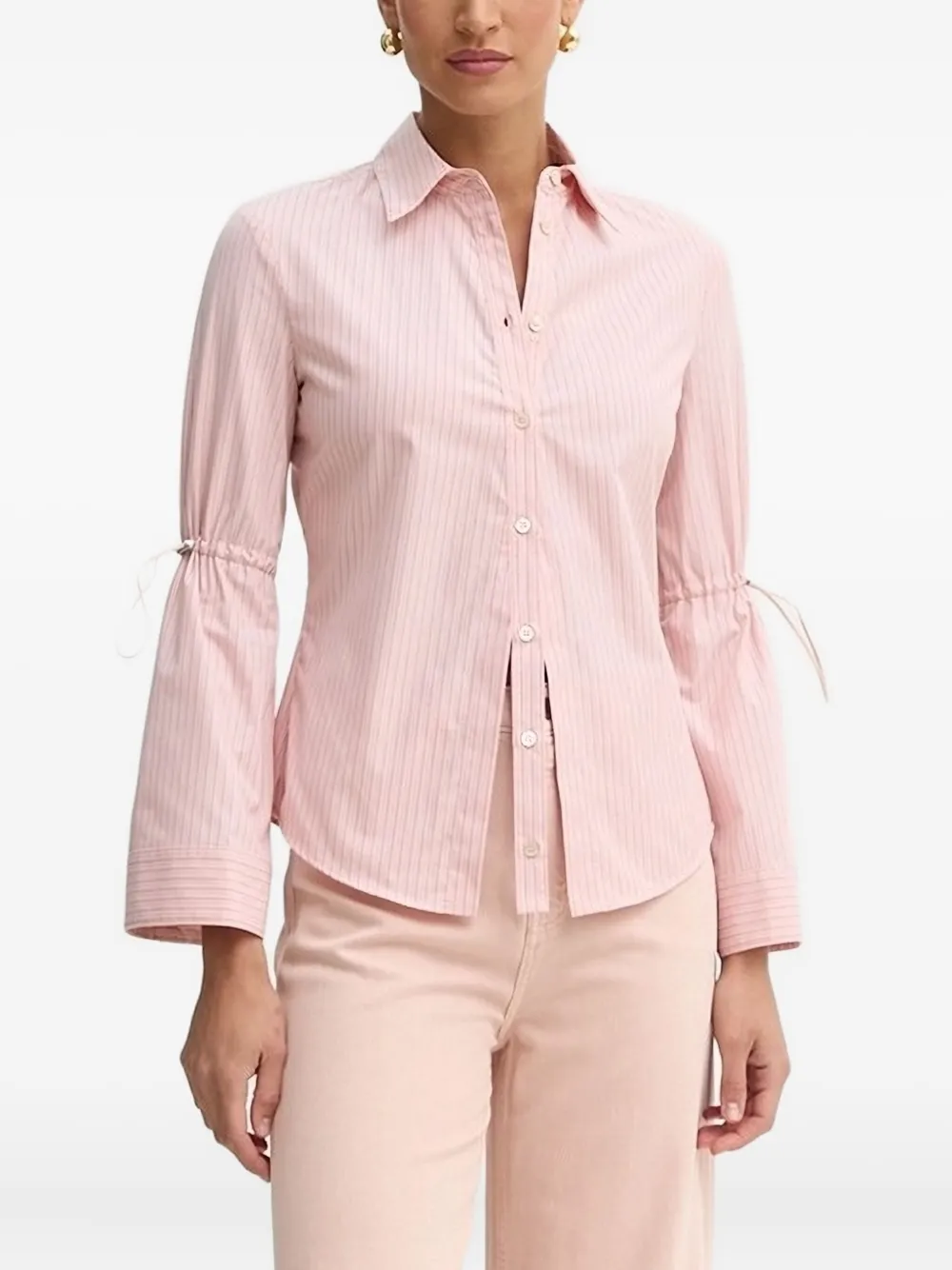 PINKO Blouse met krijtstreep en gestrikte manchetten Roze