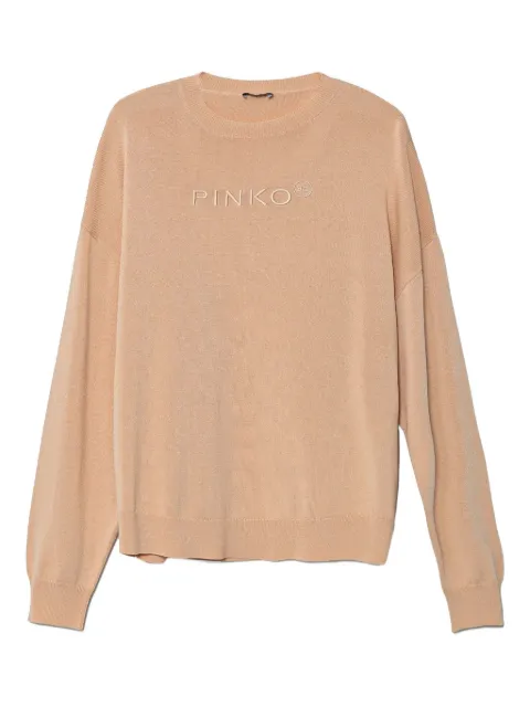 Pinko Kids logo-embroidered crew-neck sweater 