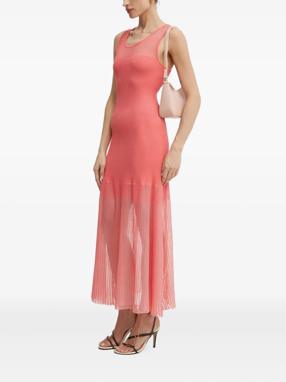 PINKO ribbed-pleated midi dress Roze