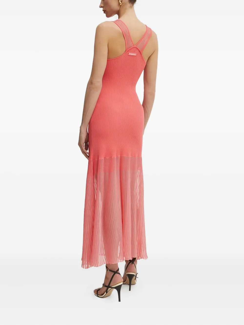 PINKO ribbed-pleated midi dress Roze