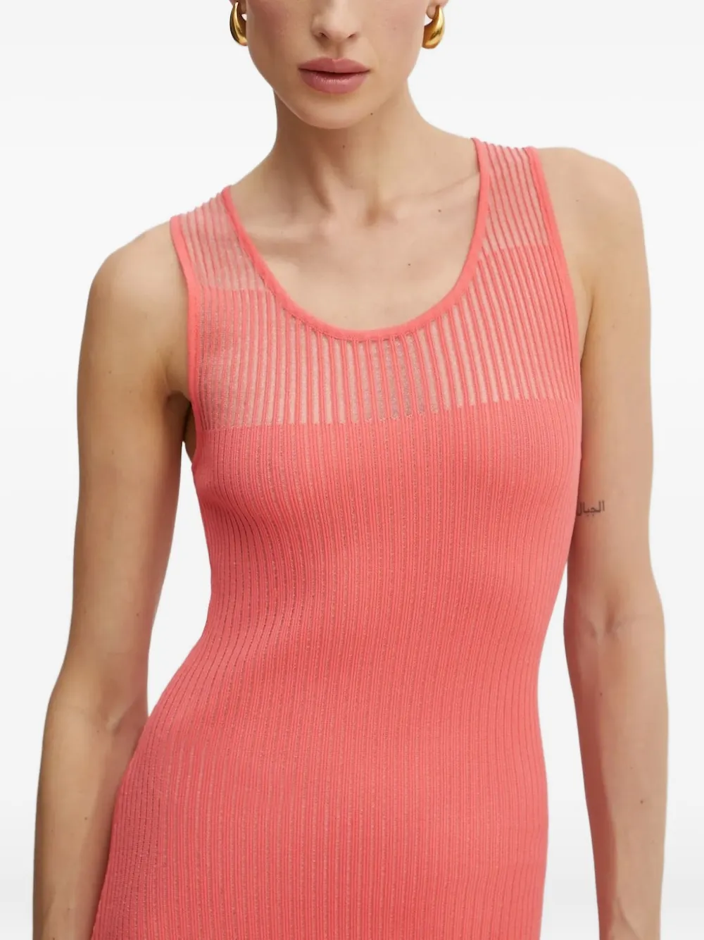 PINKO ribbed-pleated midi dress Roze