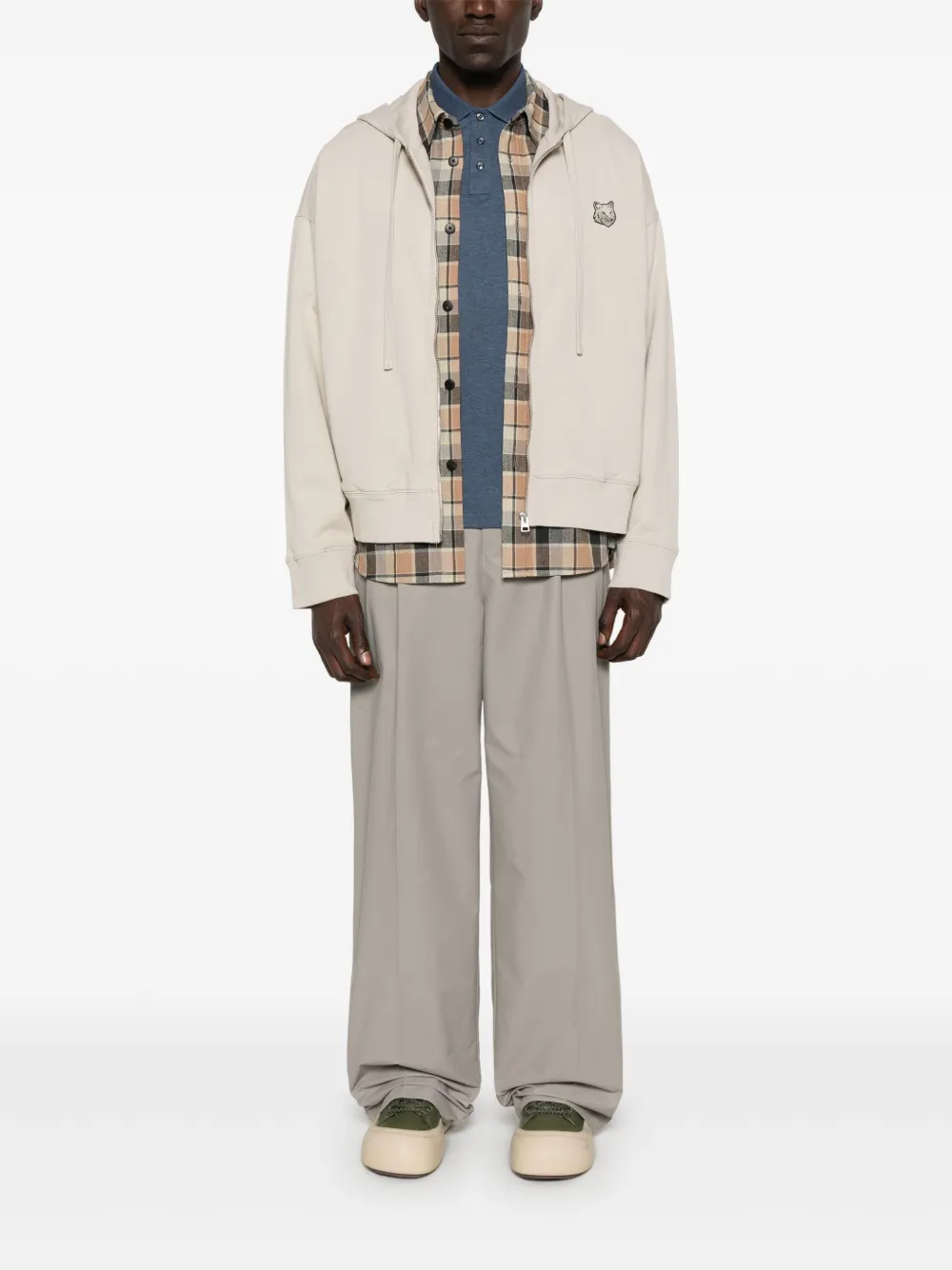 Maison Kitsuné Bold Fox Head Patch Fullzip Oversize Hoodie In Neutrals