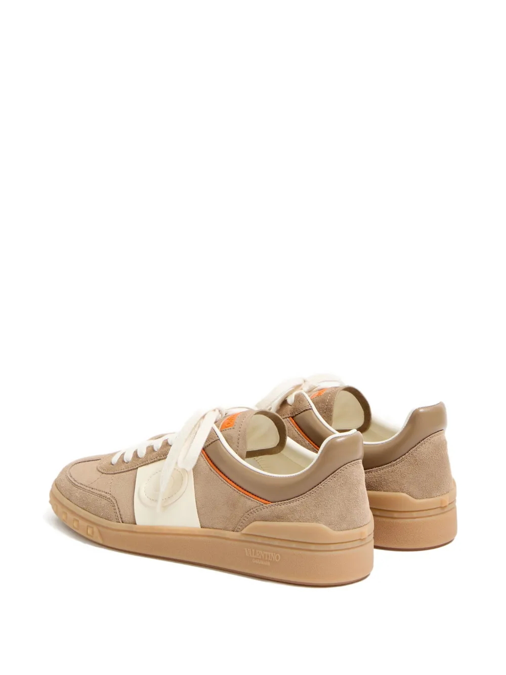 Valentino Garavani UPVILLAGE LOW TOP SNEAKER IN SPLIT LEATHER AND CALFSKIN NAPPA LEATHER Beige
