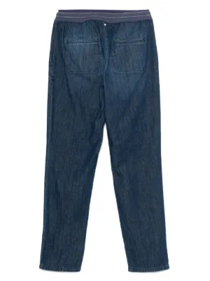 パンツ Lorena Antoniazzi Blue Tapered Trousers LINEN BLEND PANTS