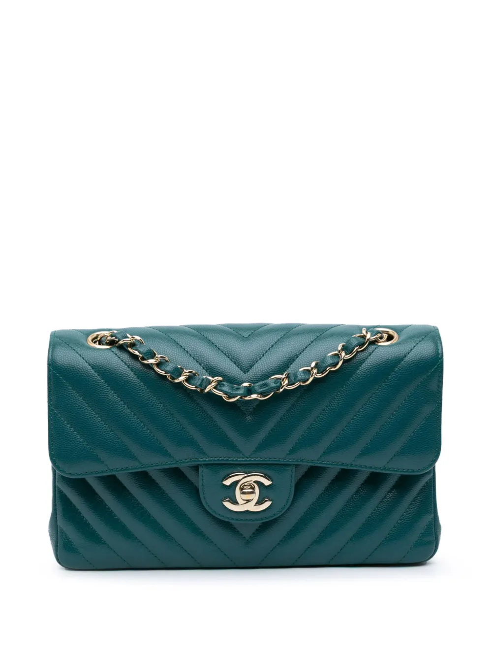 CHANEL Pre-Owned 2018-2019 スモール クラシック シェブロン キャビア ダブルフラップ ショルダーバッグ - CHANEL Pre-Owned 2018-2019 スモール クラシック シェブロン キャビア ダブルフラップ ショルダーバッグ -