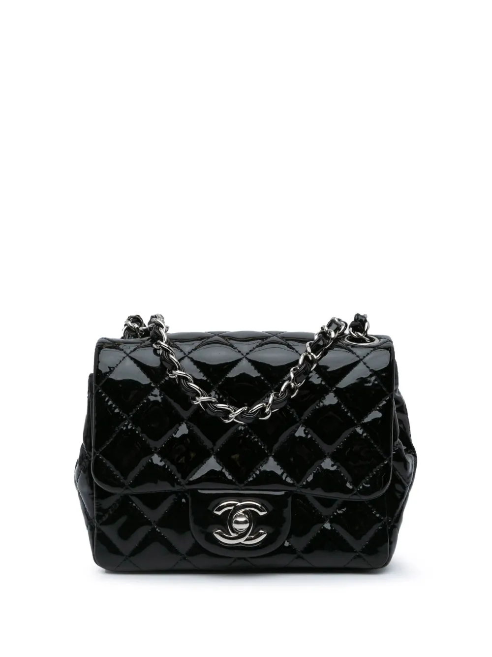 CHANEL Pre-Owned 2014 Mini Square Classic Patent Single Flap crossbody bag | Black | Image 1