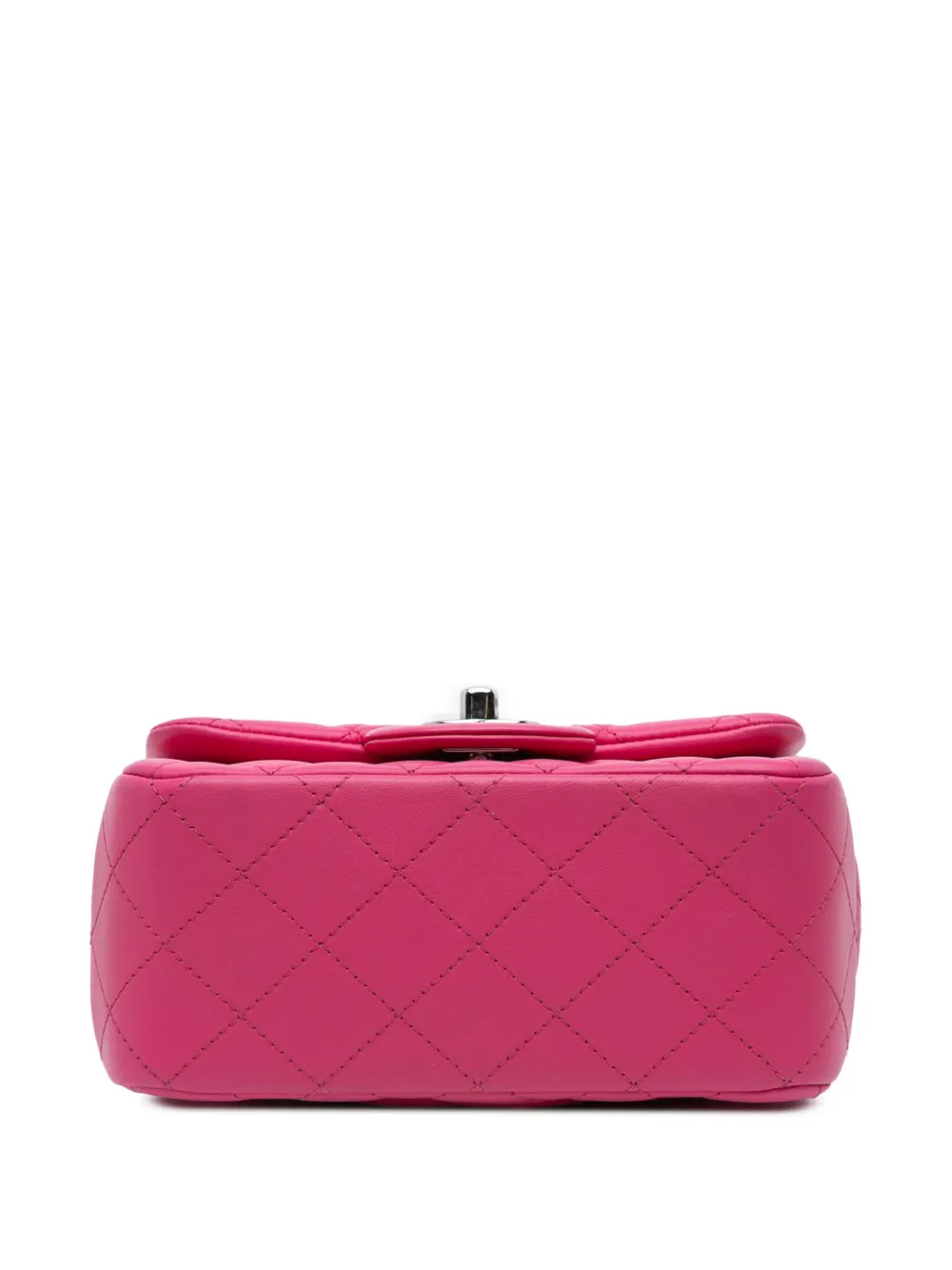 Pre-owned Chanel 2019 Mini Square Classic Lambskin Single Flap Crossbody Bag In Pink