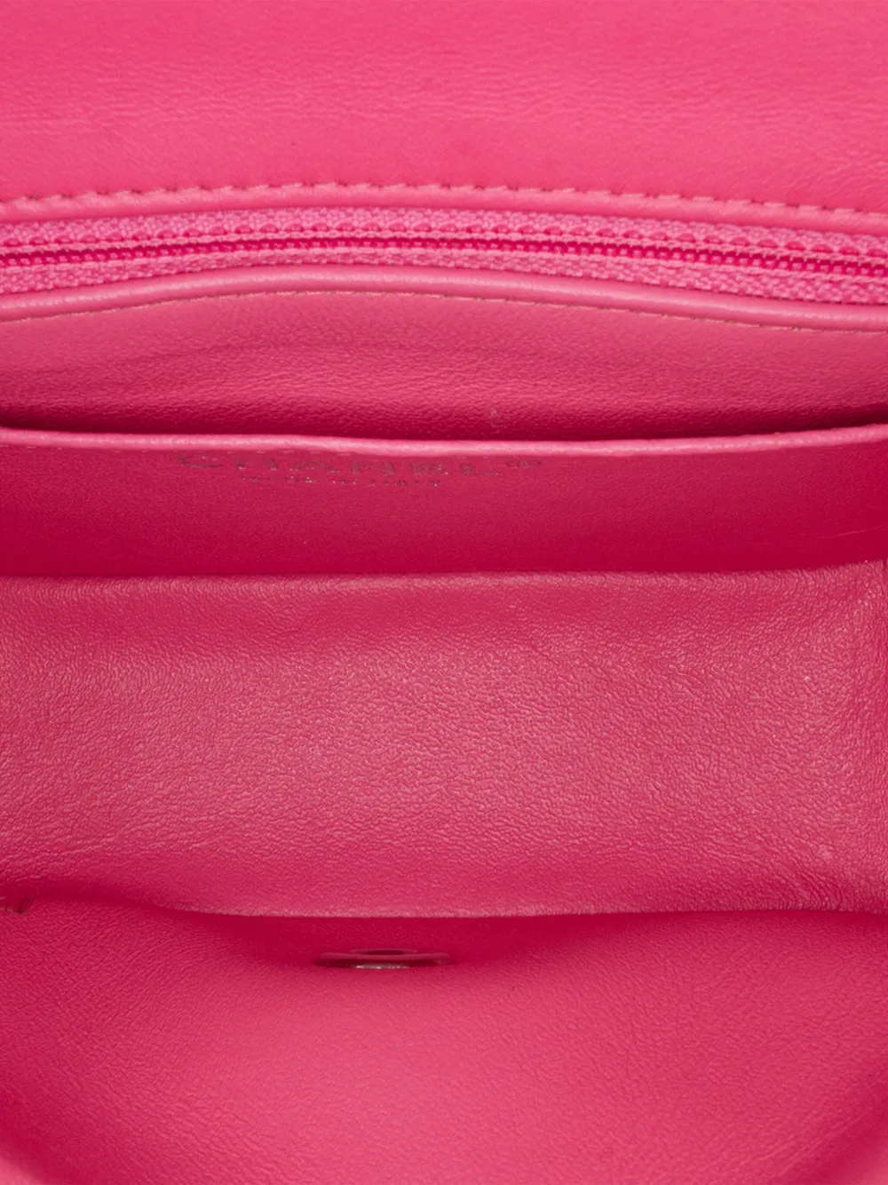 Pre-owned Chanel 2019 Mini Square Classic Lambskin Single Flap Crossbody Bag In Pink