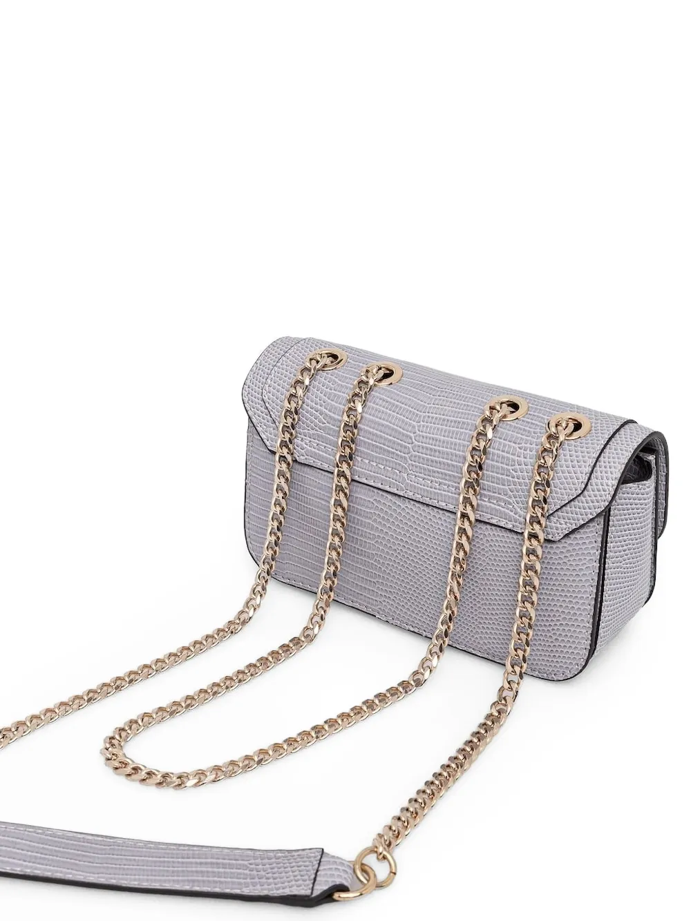 Guess Usa Chain-strap Embossed-leather Satchel In Gray