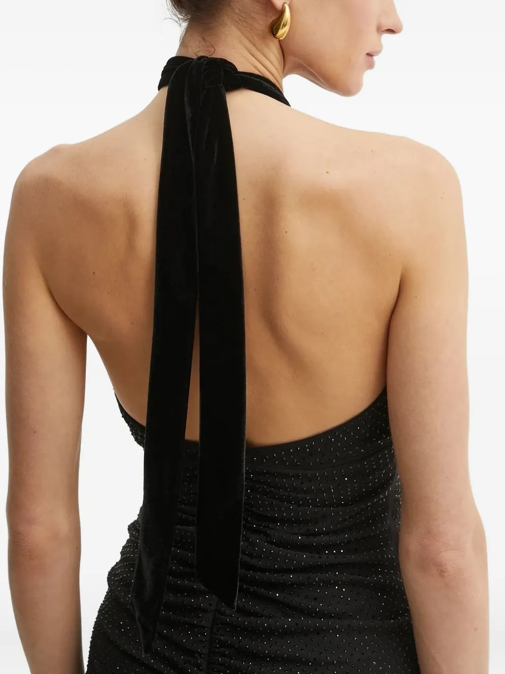 Guess Usa Embellished Halterneck Midi Evening Dress In Black