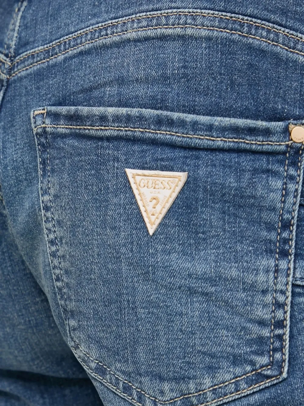 Guess Usa Logo-plaque Straight-leg Jeans In Blue