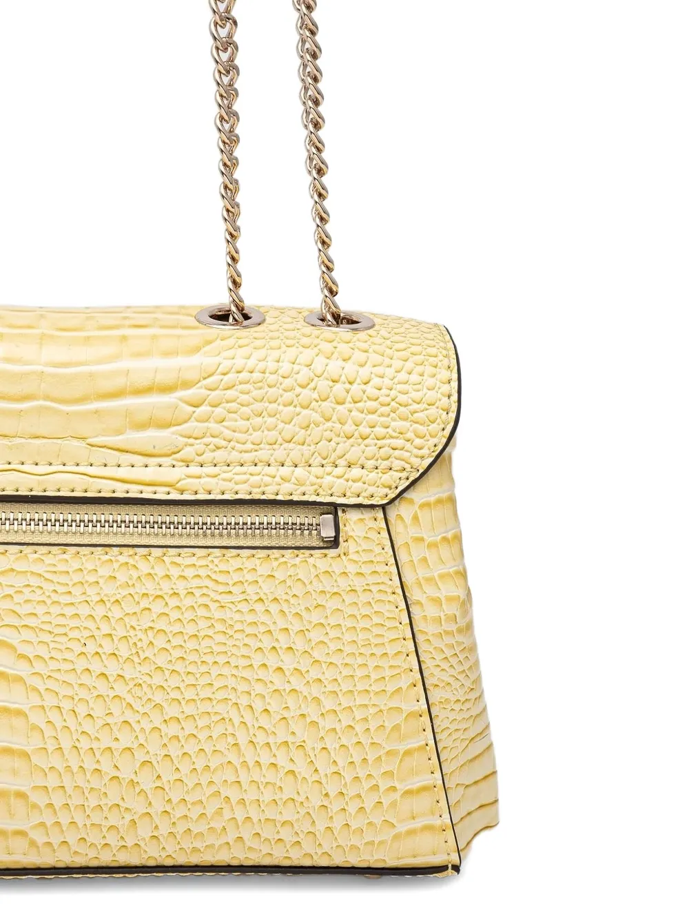 Guess Usa Crocodile-effect Satchel Bag In Yellow