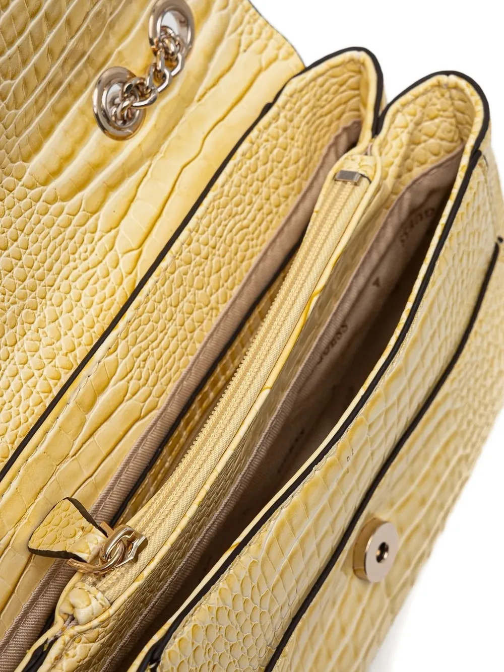 Guess Usa Crocodile-effect Satchel Bag In Yellow