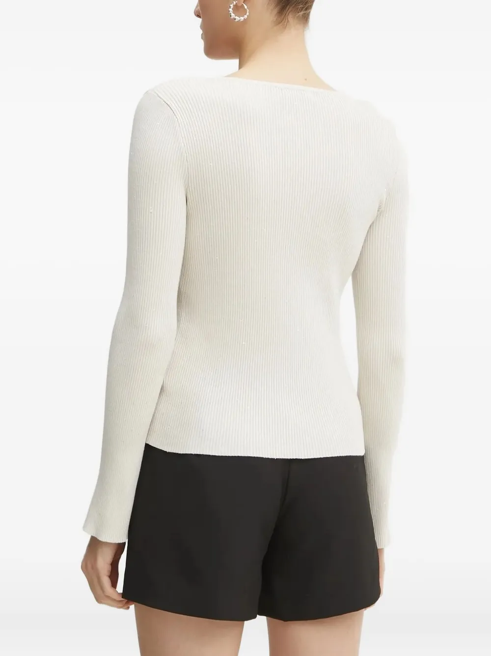 Guess Usa Ribbed Button-front Cardigan In White