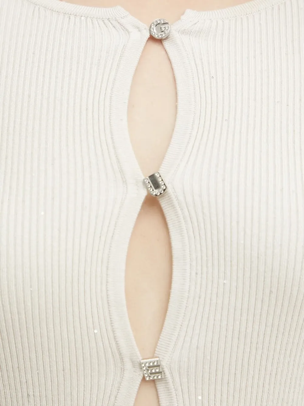 Guess Usa Ribbed Button-front Cardigan In White