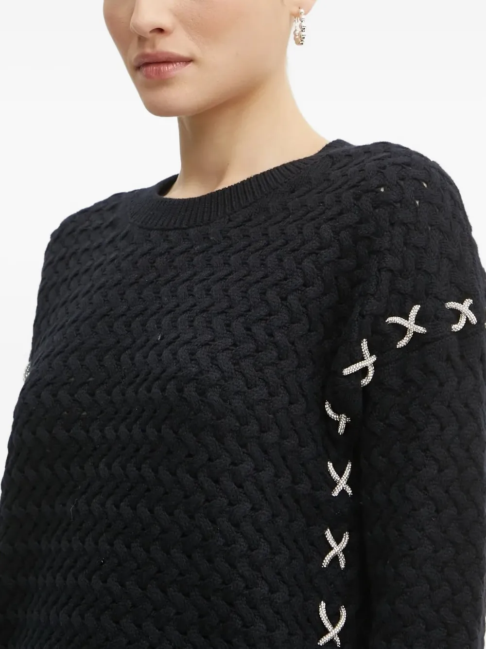 GUESS USA crystal-embellished cable-knit jumper | Knitted Sweaters | Image 2