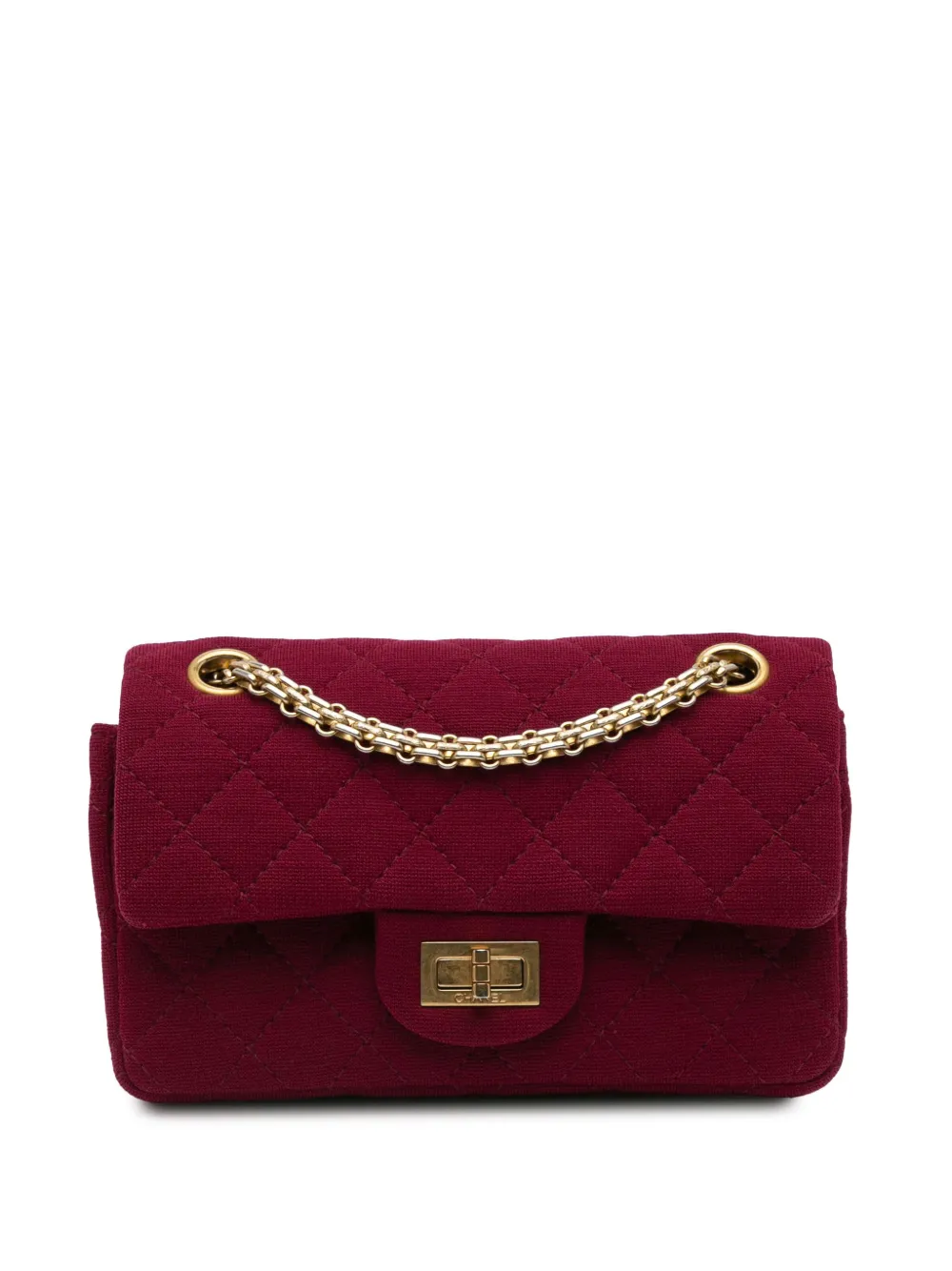 CHANEL Pre-Owned 2012-2013 mini 2.55 Reissue Double Flap Schultertasche aus gestepptem Jersey | Rot | Image 1