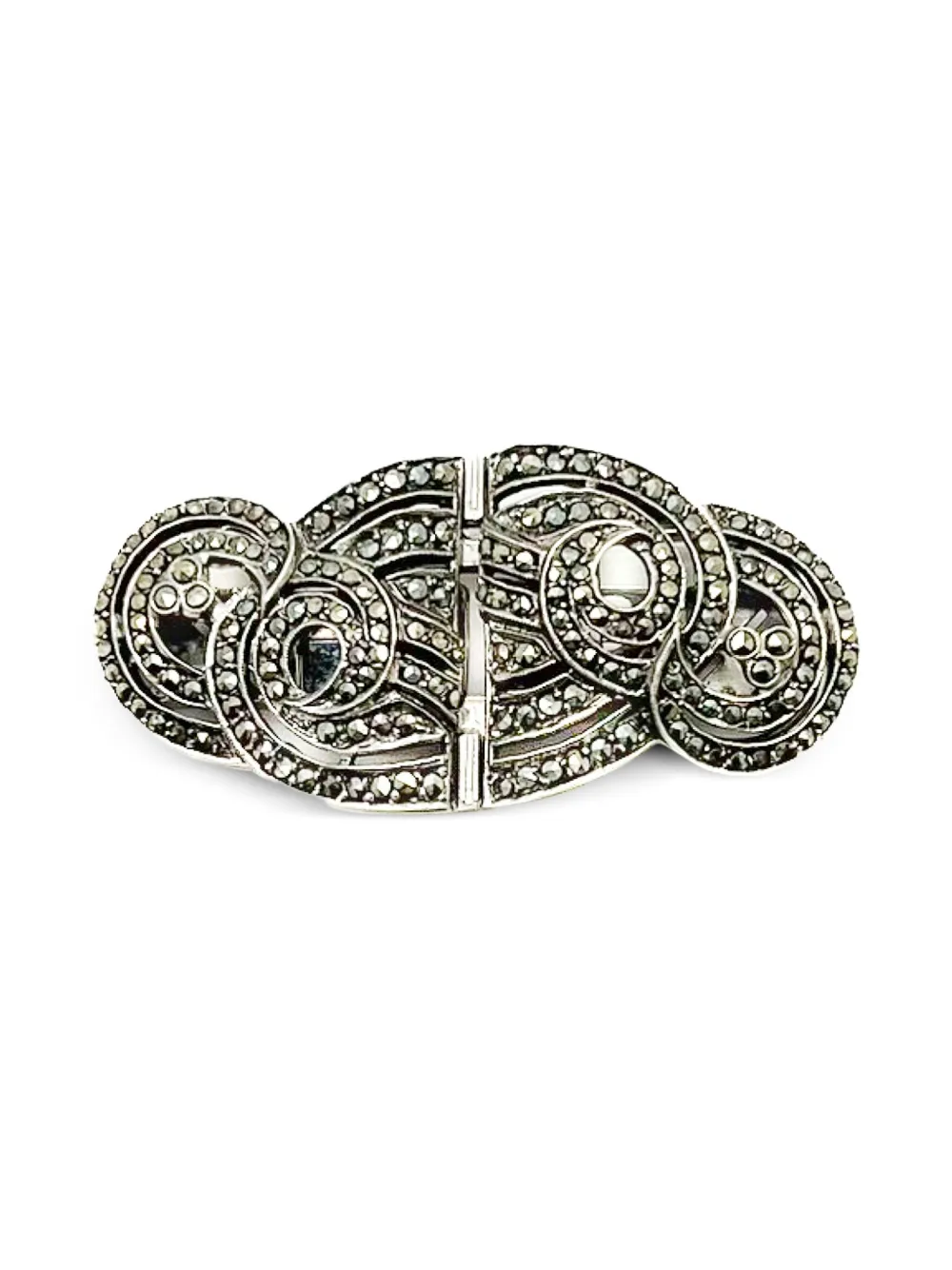 Jennifer Gibson Jewellery 1930s アールデコ マルカサイト ドレスクリップ - シルバートーン Jennifer Gibson Jewellery 1930s アールデコ マルカサイト ドレスクリップ - シルバートーン