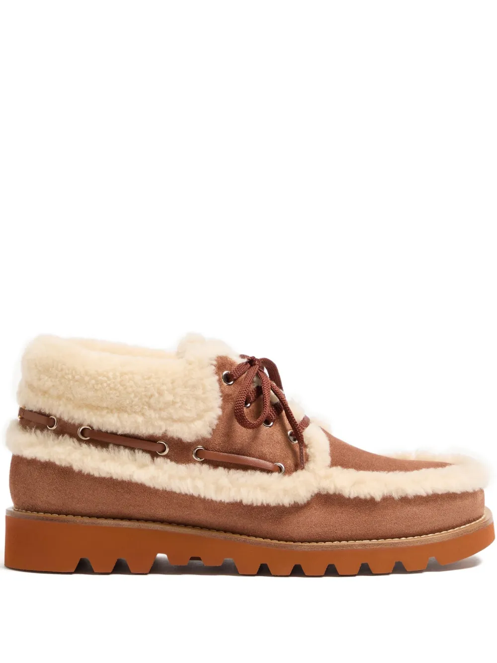 Valentino Garavani PALM AVENUE ANKLE BOOT IN CRUST LEATHER AND WOOL Brown