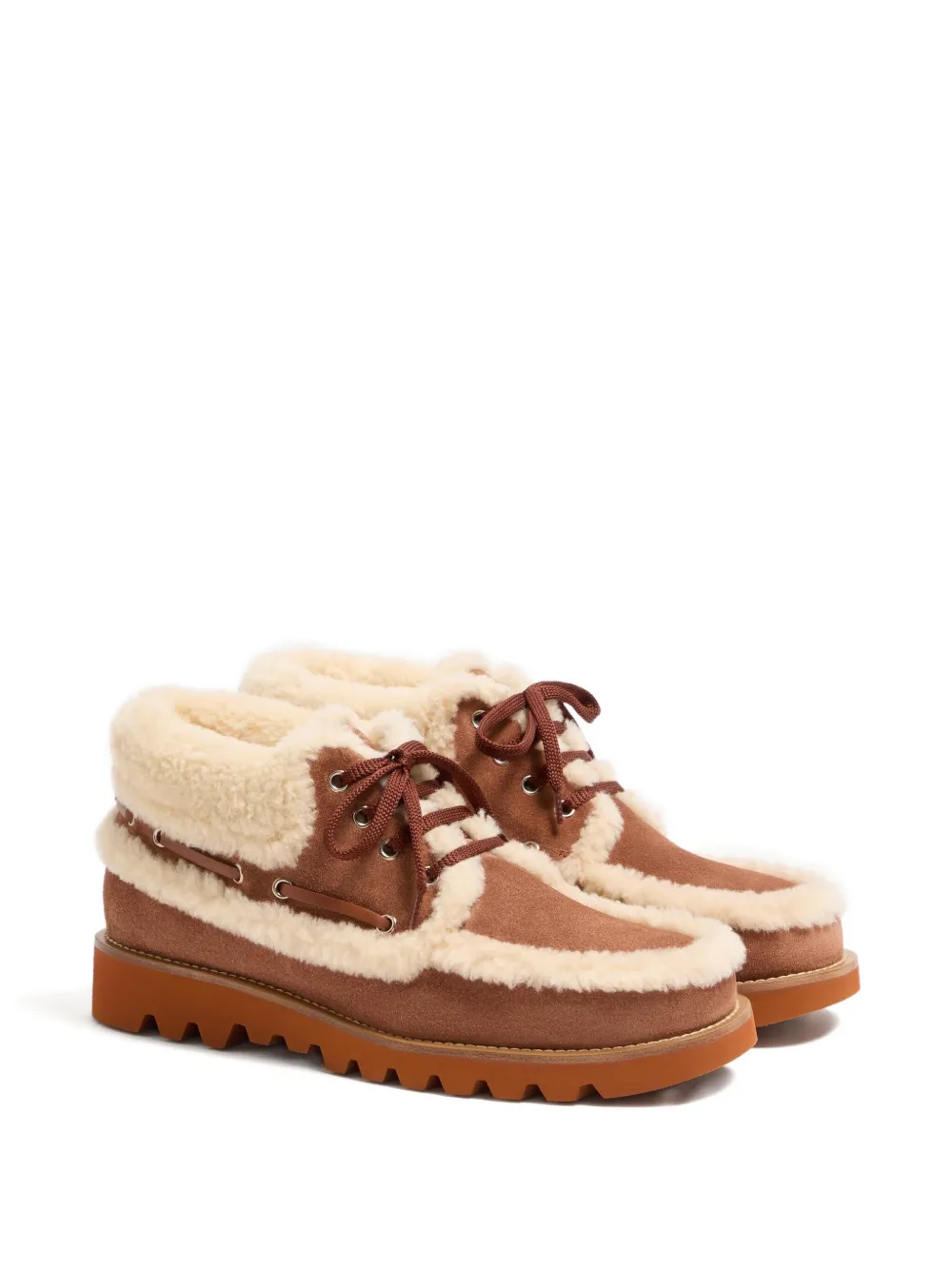 Valentino Garavani VLogo Signature shearling loafers Brown