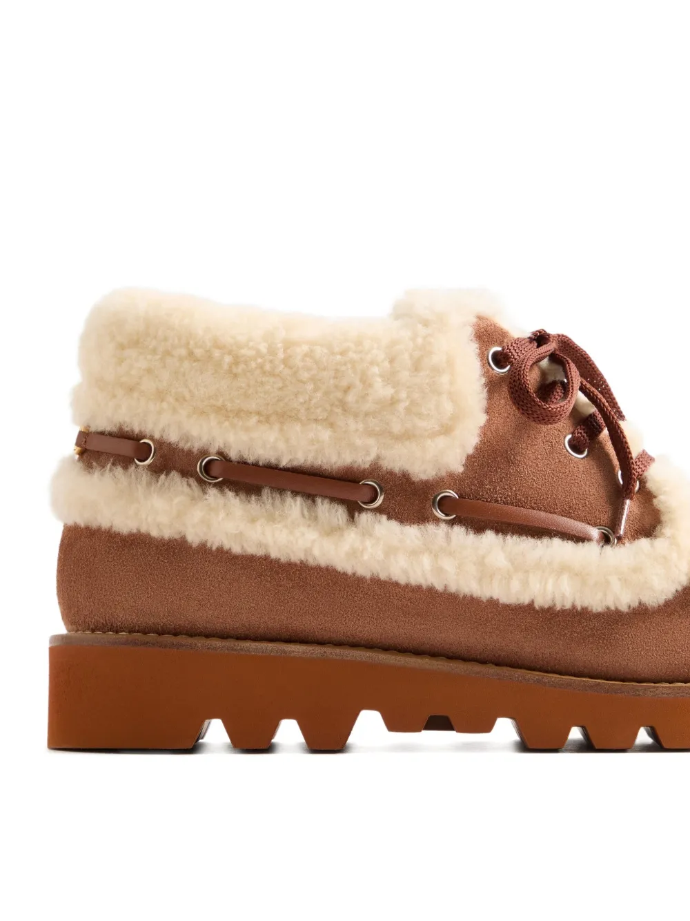 Valentino Garavani VLogo Signature shearling loafers Brown