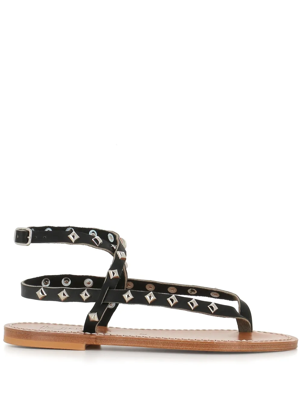 K. Jacques Deltapyr stud-embellished flat sandals Black