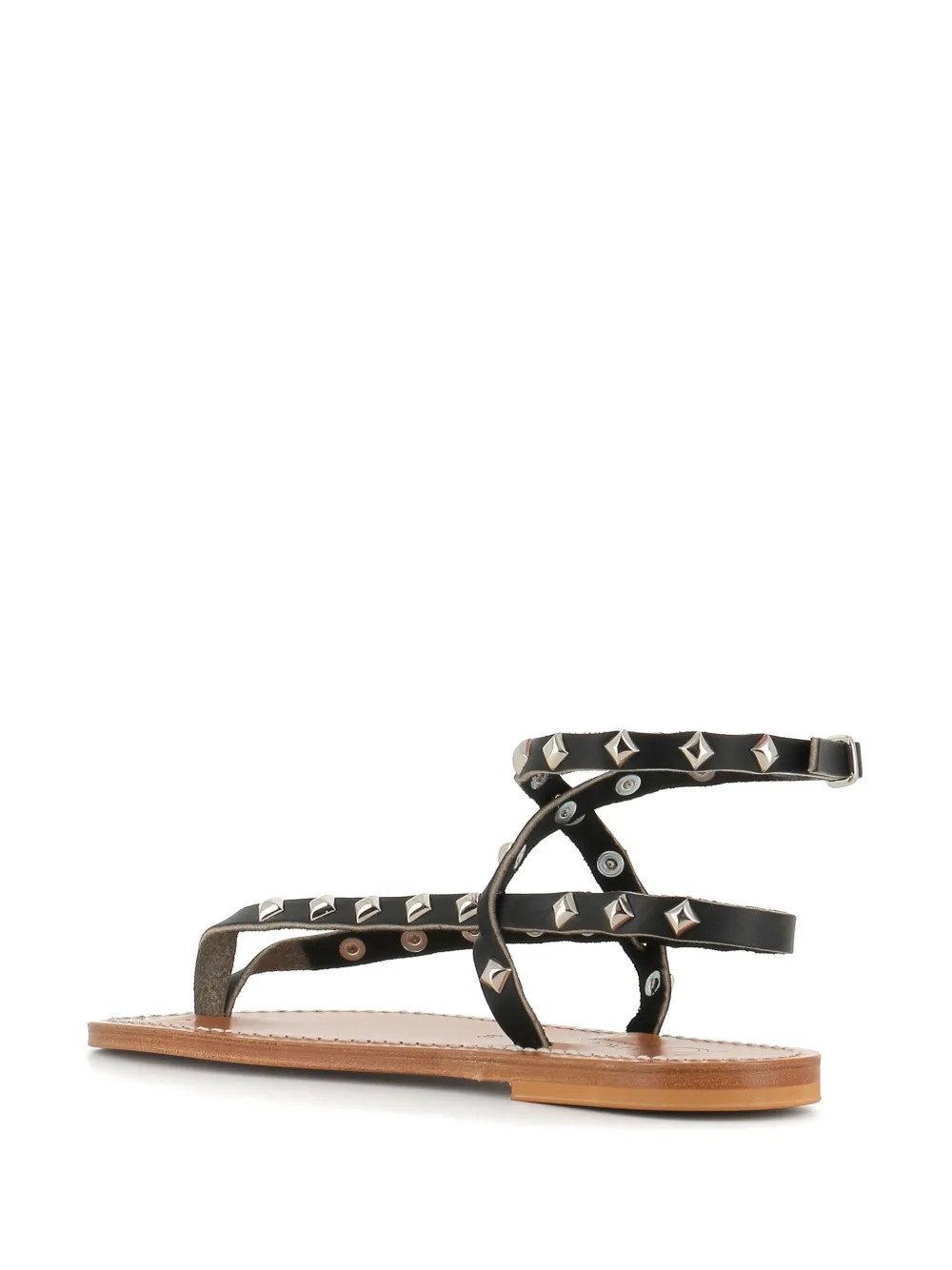 K. Jacques Deltapyr stud-embellished flat sandals Black