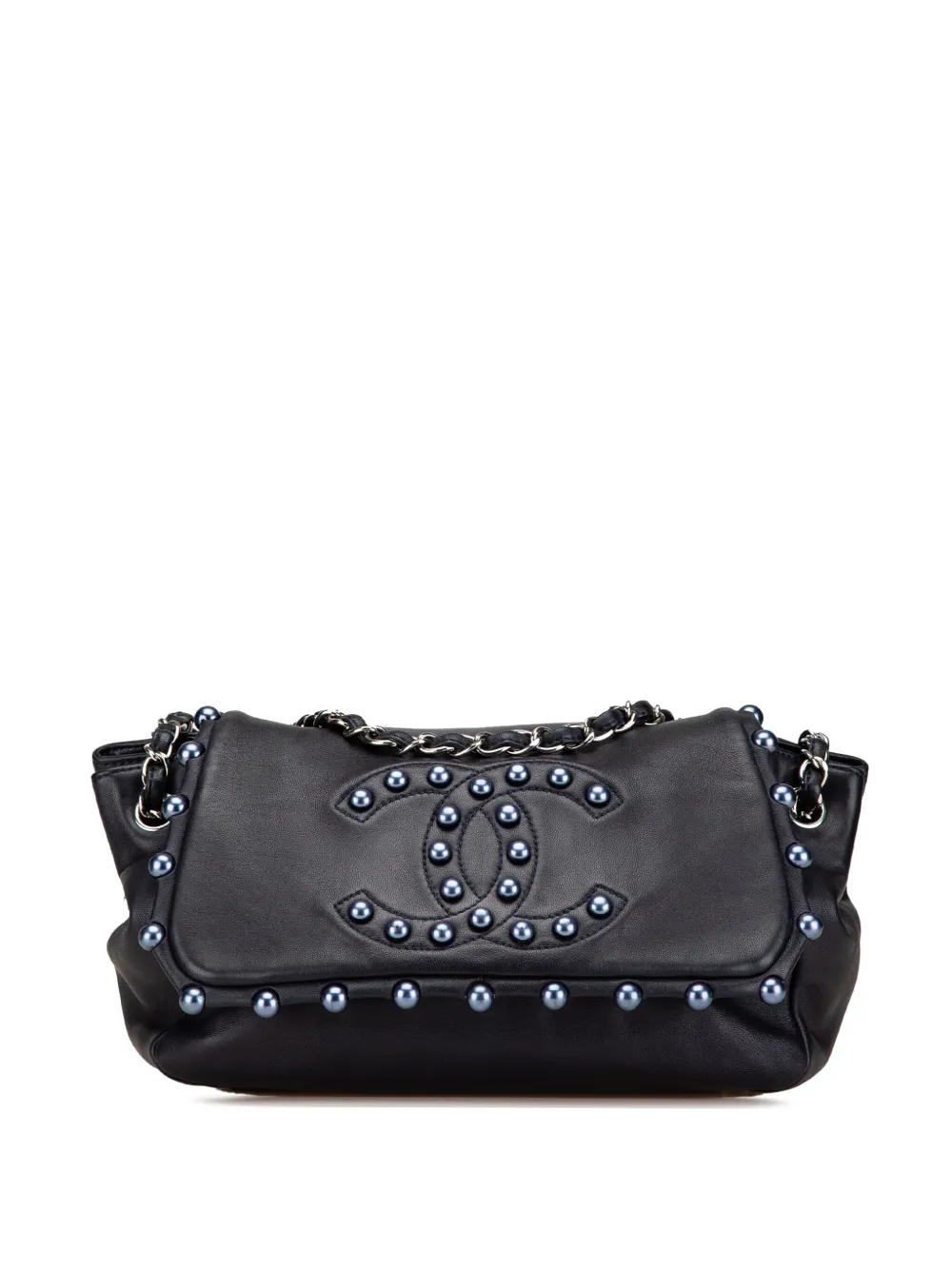 CHANEL Pre-Owned 2008-2009 Lambskin Pearl Obsession Flap shoulder bag - Blu