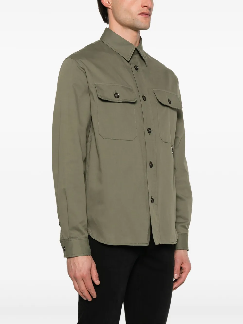 PAOLO PECORA BRUSHED GABARDINE SHIRT