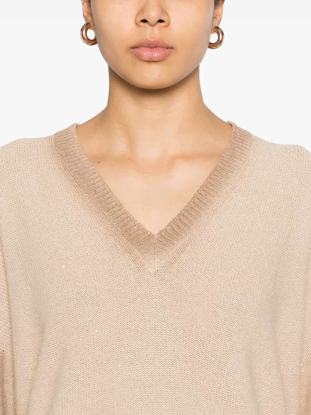Shop Fabiana Filippi Sequin-embellished Sweater In Neutrals