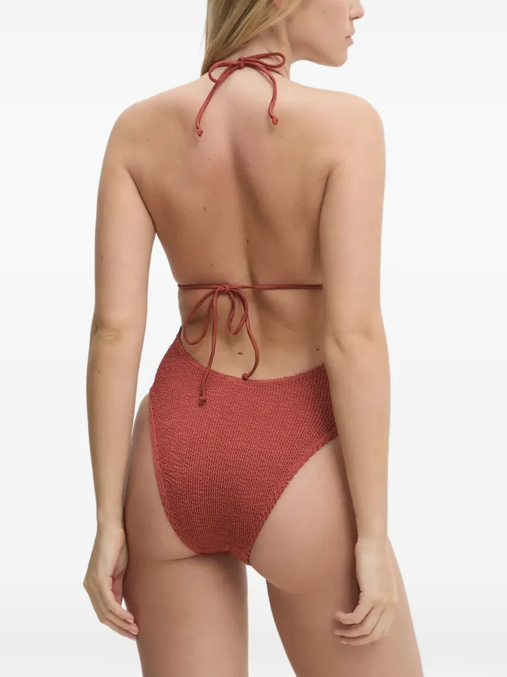Bond-eye Badpak met textuur en uitgesneden details Rood