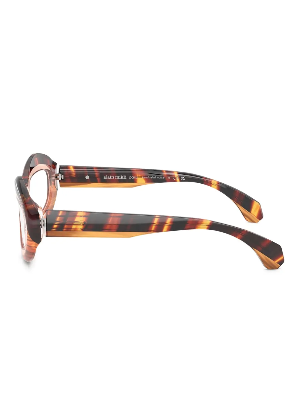 Alain Mikli Striped Oval-frame Glasses - Brown 